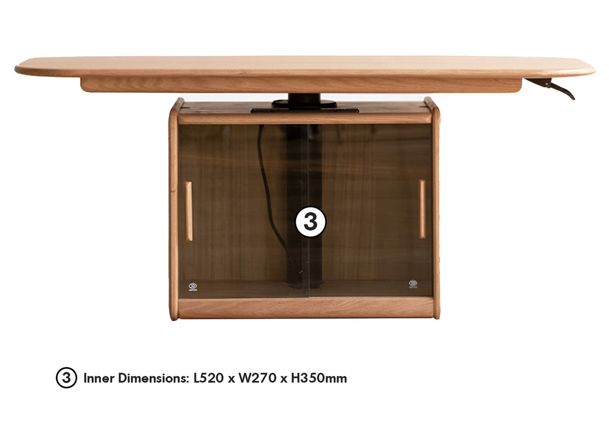 Scandinavian Oak Wood Tempered Glass Height Adjustable Coffee Table LIFT Size Chart_2