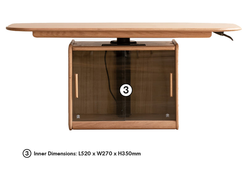 Scandinavian Oak Wood Tempered Glass Height Adjustable Coffee Table LIFT Size Chart_2