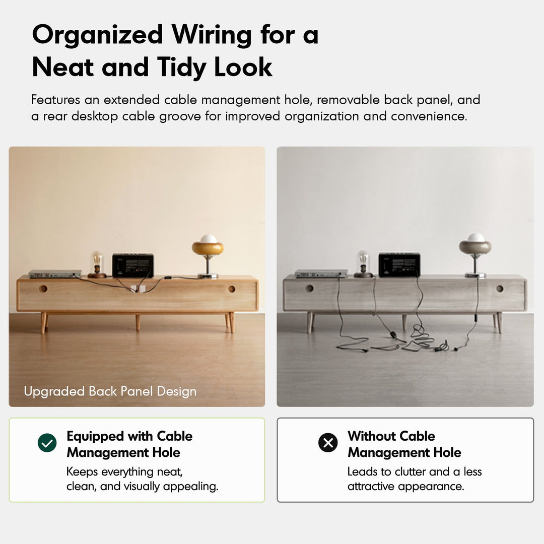 Scandinavian Oak Wood Moru Glass TV Console VISTA