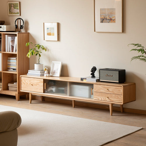 Scandinavian Oak Wood Moru Glass TV Console VISTA Good to Know Preview-1