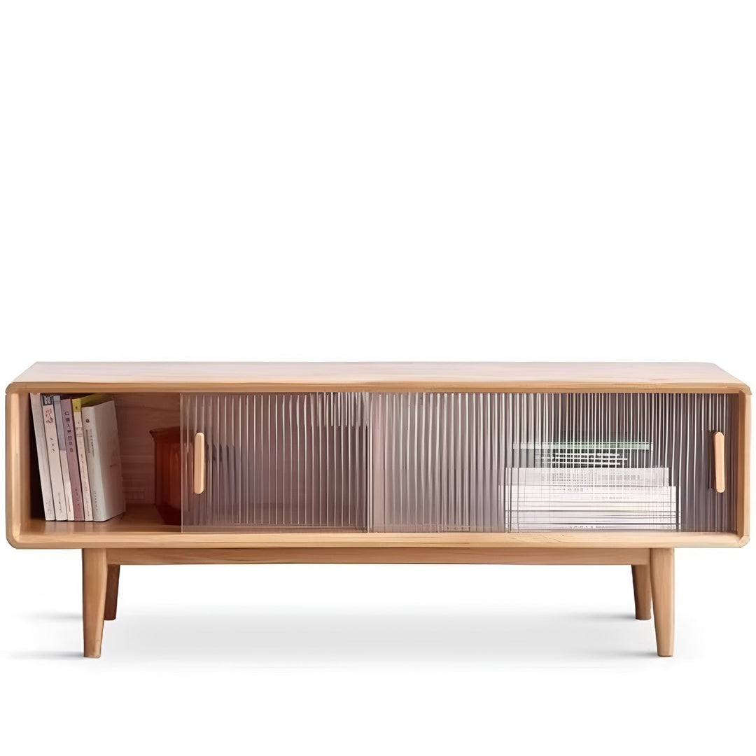 Scandinavian Oak Wood Moru Glass TV Console VISTA