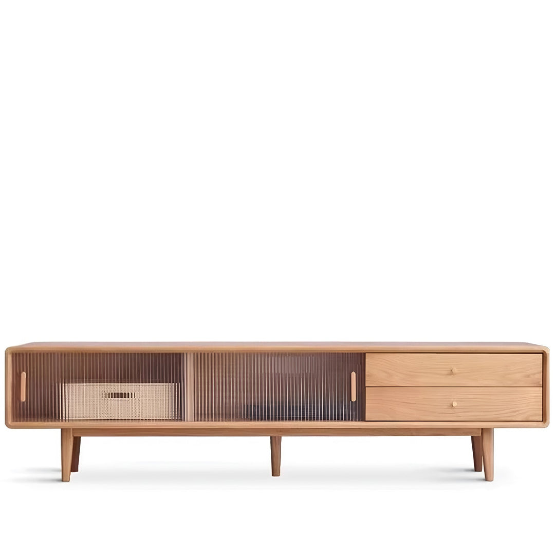 Scandinavian oak wood moru glass tv console vista detail 9.