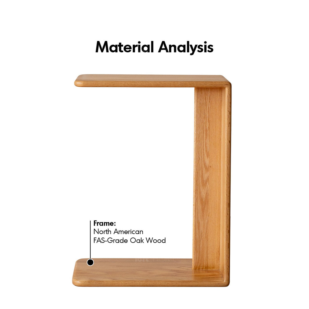 Scandinavian oak wood multi functional side table cshape environmental situation.