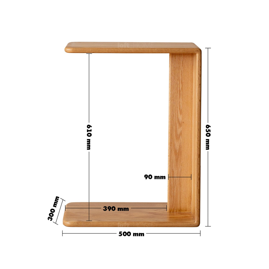 Scandinavian oak wood multi functional side table cshape size charts.