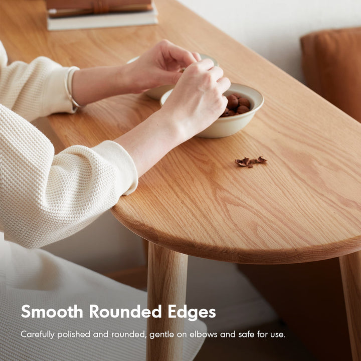 Scandinavian oak wood oval bar table arc conceptual design.
