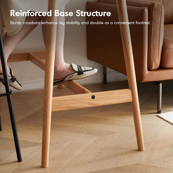 Scandinavian oak wood oval bar table arc detail 2.