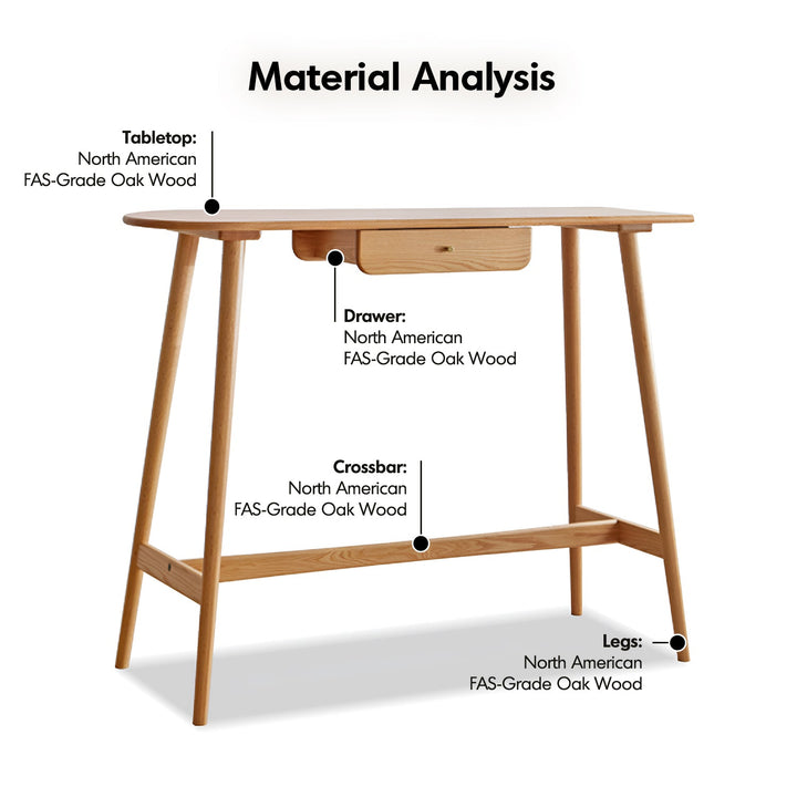 Scandinavian oak wood oval bar table arc detail 8.