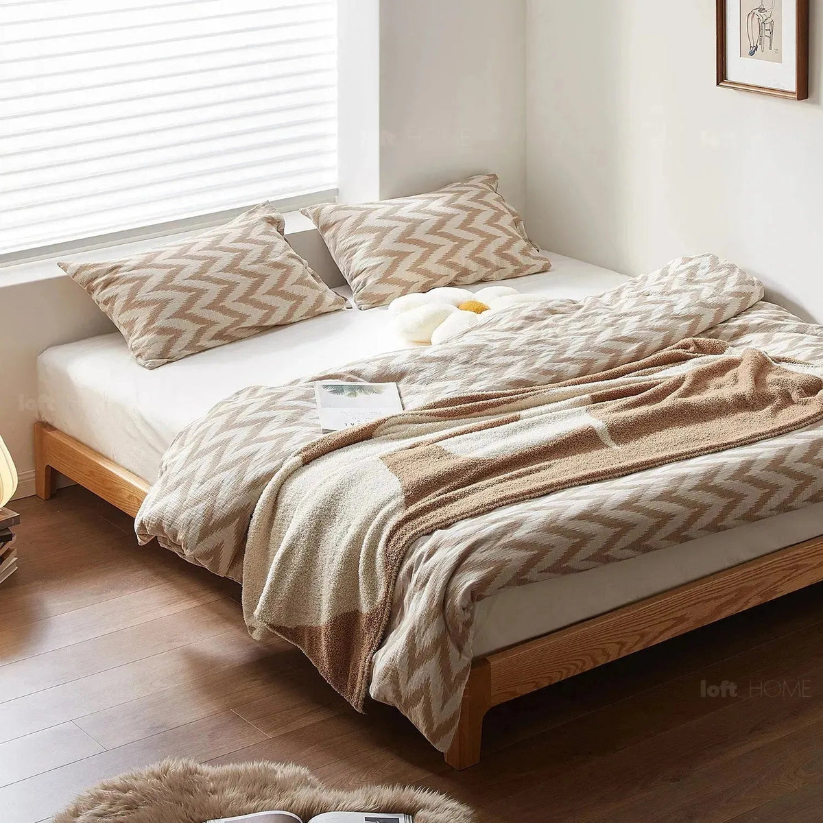 Scandinavian Oak Wood Platform Bed ETUDE More Details and Instruction