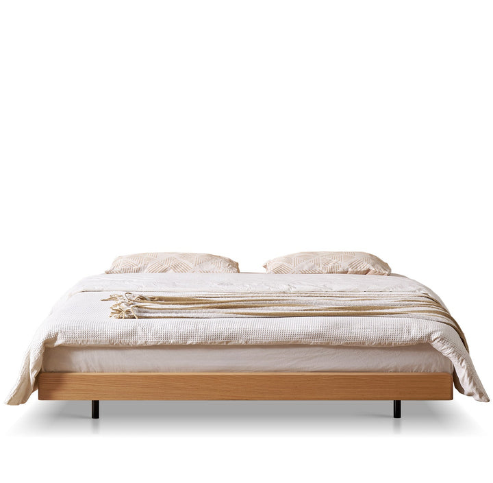 Scandinavian Oak Wood Platform Floating Bed NORA