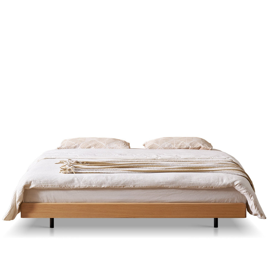 Scandinavian Oak Wood Platform Floating Bed NORA