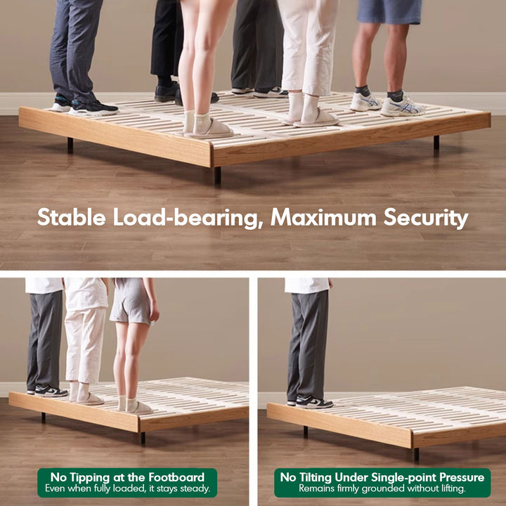 Scandinavian Oak Wood Platform Floating Bed NORA