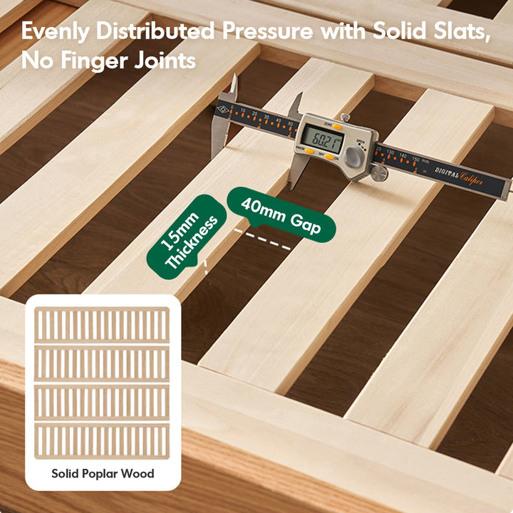 Scandinavian Oak Wood Platform Floating Bed NORA