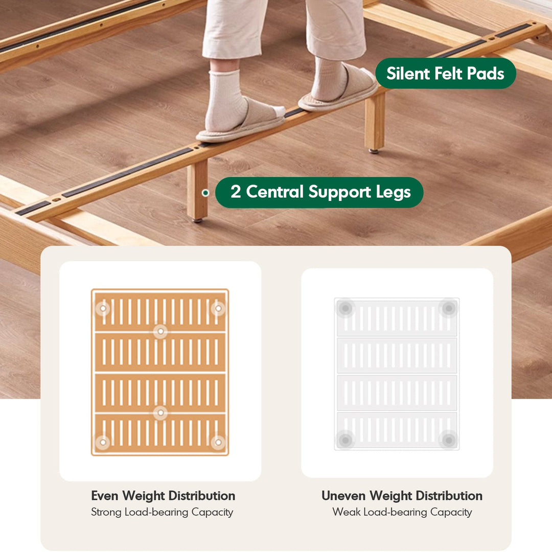 Scandinavian Oak Wood Platform Floating Bed NORA