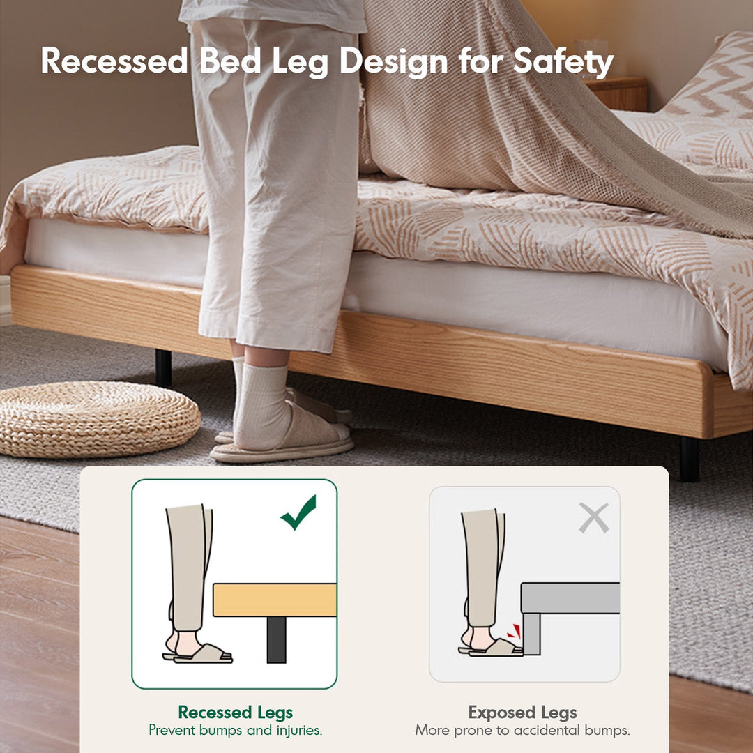 Scandinavian Oak Wood Platform Floating Bed NORA