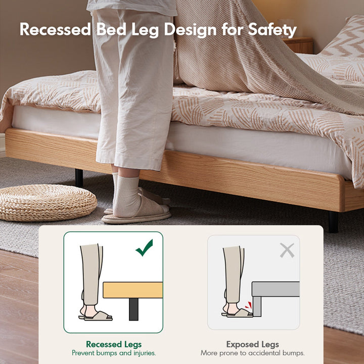 Scandinavian Oak Wood Platform Floating Bed NORA