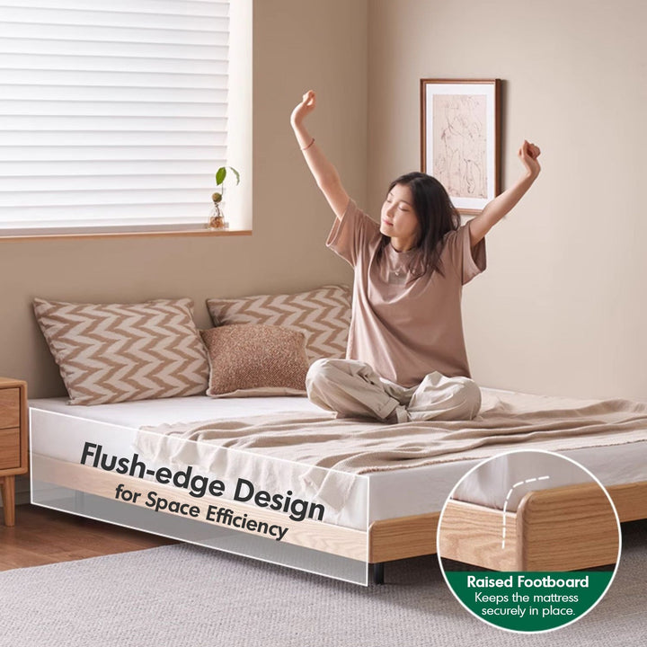 Scandinavian Oak Wood Platform Floating Bed NORA