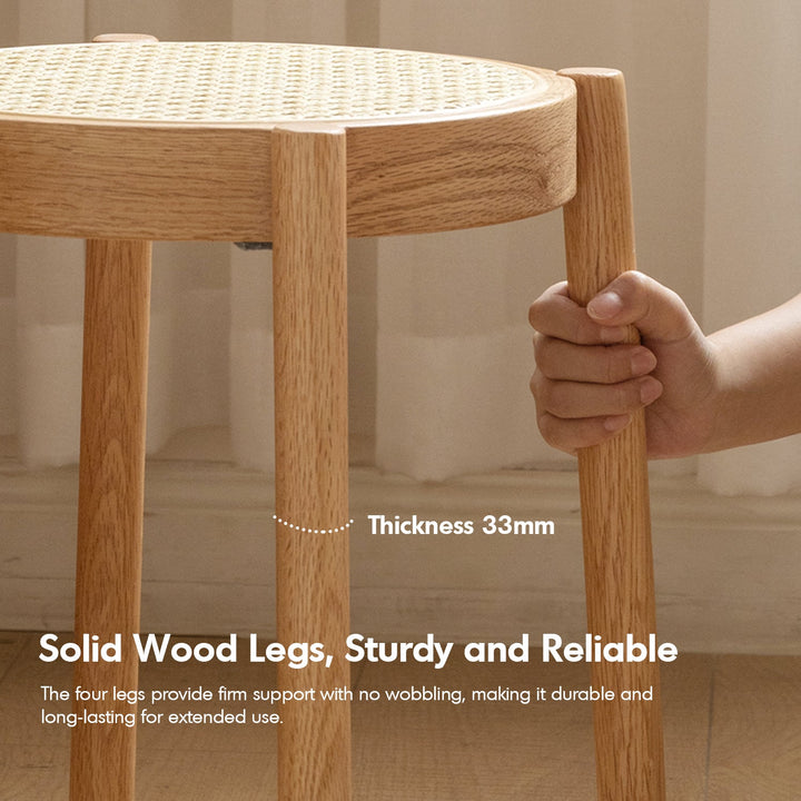 Scandinavian Oak Wood Rattan Dining Stool TOVA