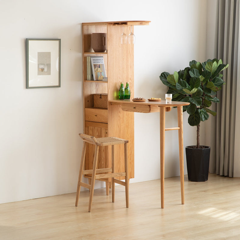 Scandinavian oak wood woven rope bar chair ora detail 1.