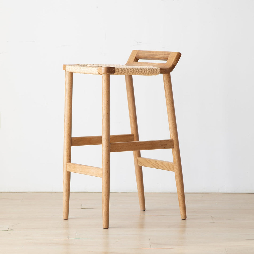 Scandinavian oak wood woven rope bar chair ora detail 3.