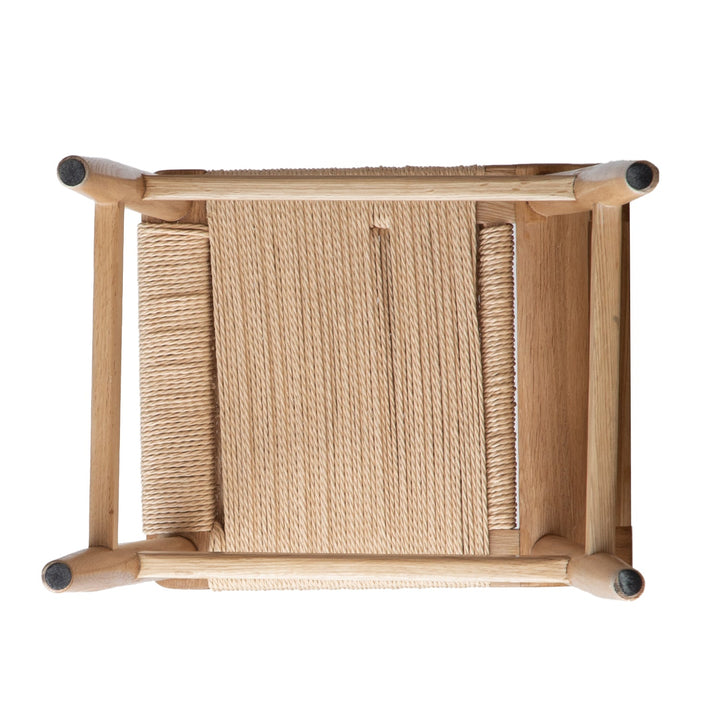 Scandinavian oak wood woven rope bar chair ora detail 5.