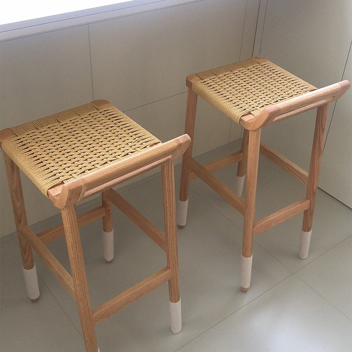 Scandinavian Oak Wood Woven Rope Bar Chair ORA