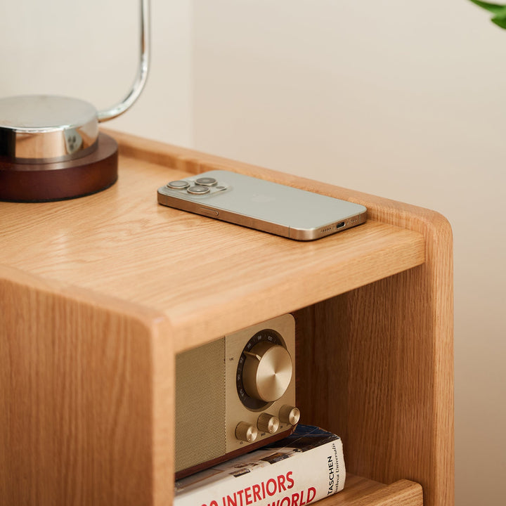 Scandinavian Oak Wood Side Table CUBO