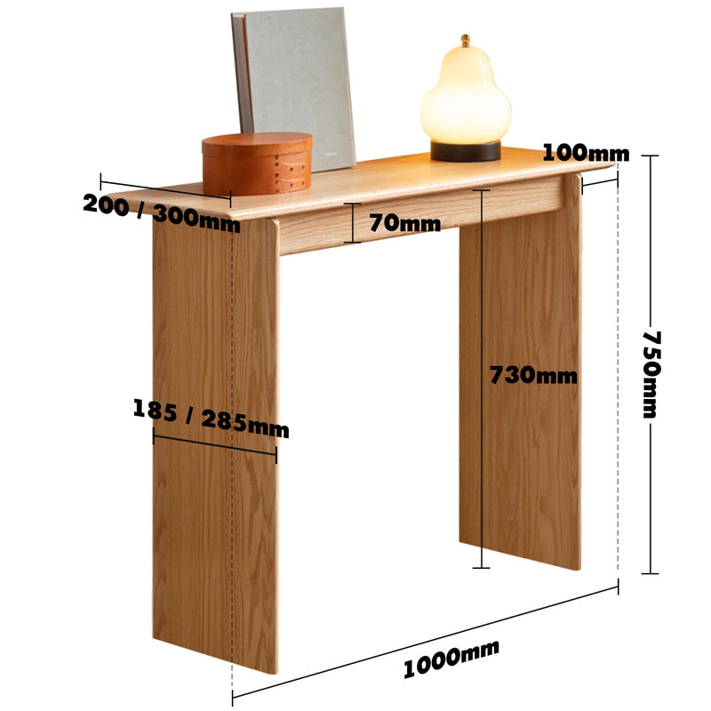 Scandinavian oak wood side table fina size charts.