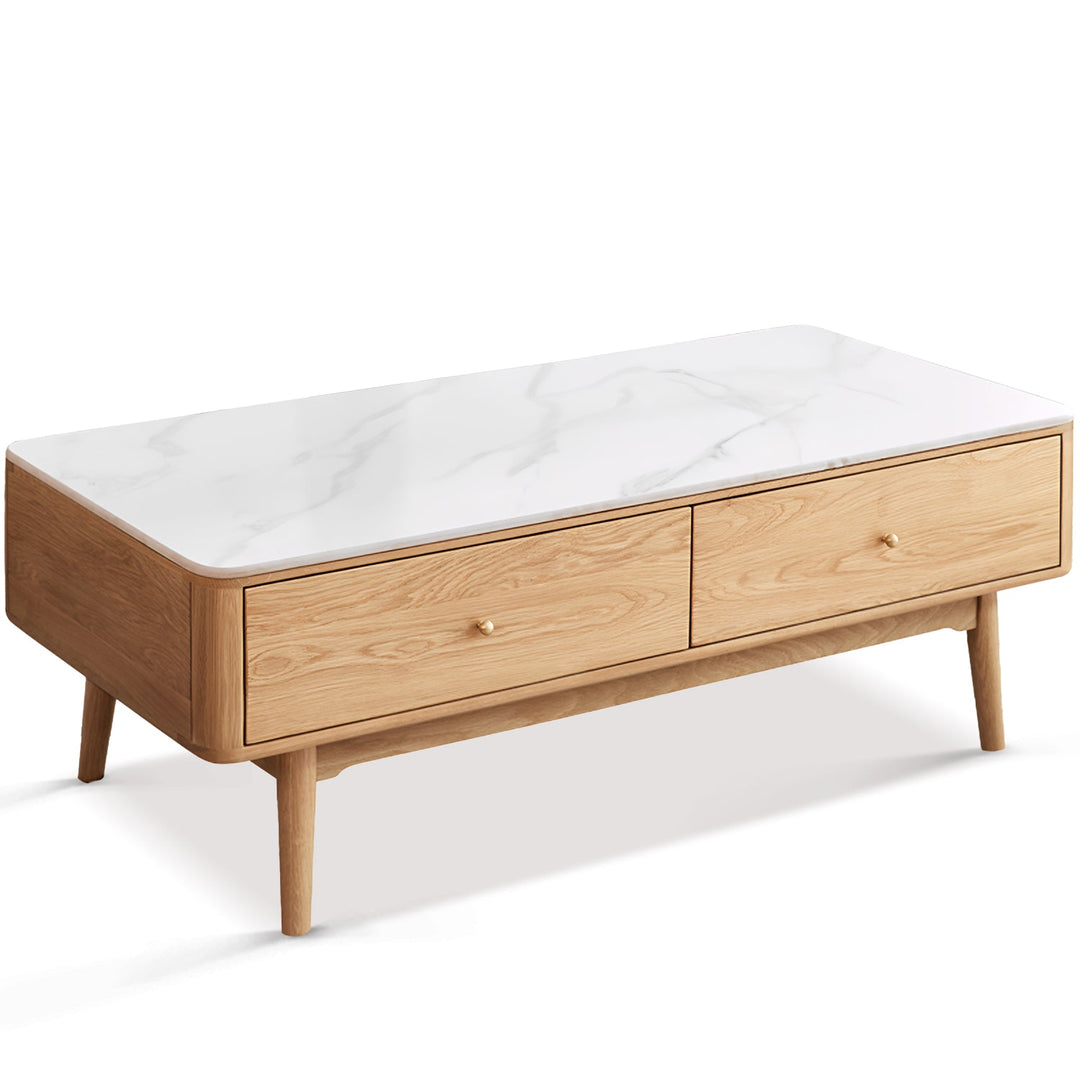 Scandinavian Oak Wood Sintered Stone Coffee Table BEAM