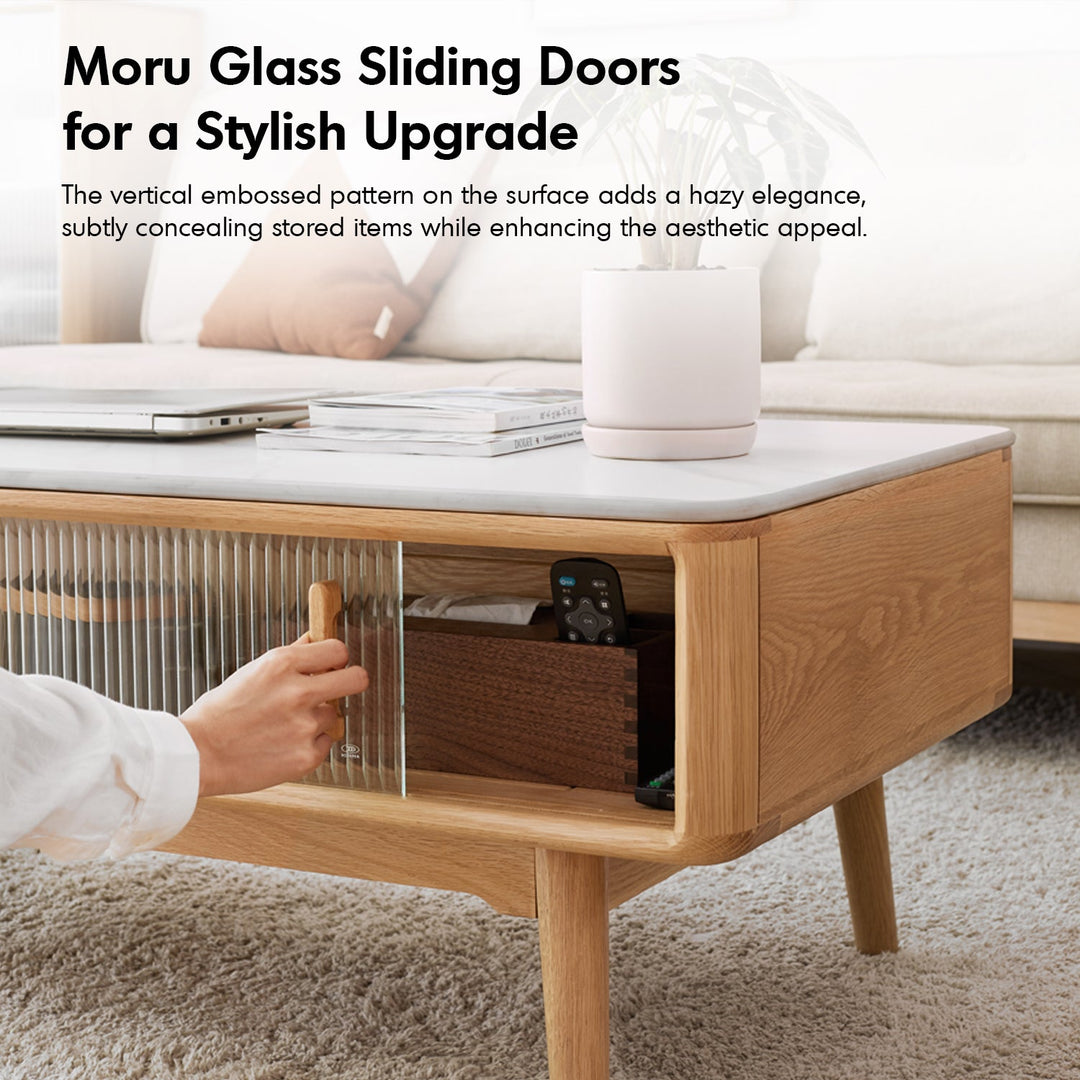 Scandinavian Oak Wood Sintered Stone Coffee Table BEAM