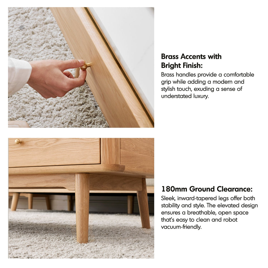 Scandinavian Oak Wood Sintered Stone Coffee Table BEAM