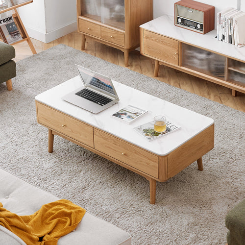 Scandinavian Oak Wood Sintered Stone Coffee Table BEAM Good to Know Preview-1