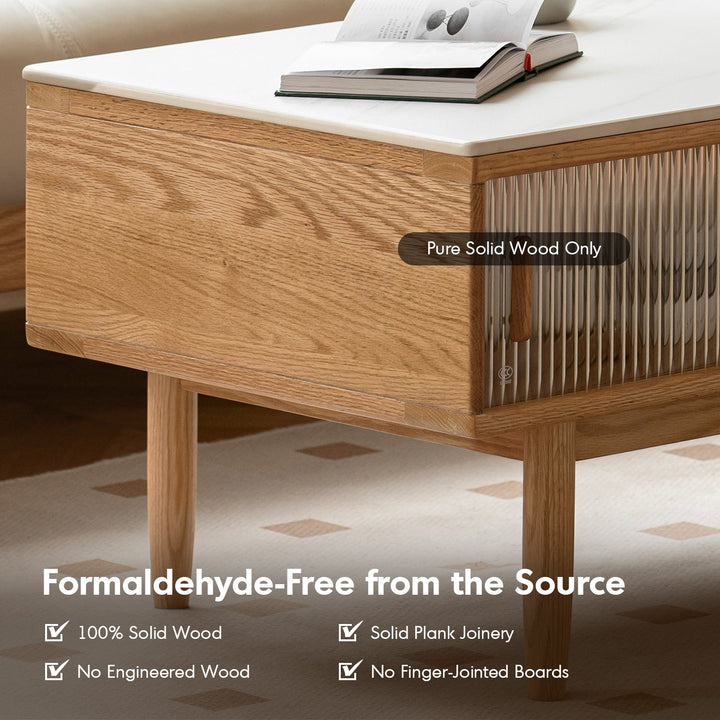 Scandinavian oak wood sintered stone coffee table vista detail 3.