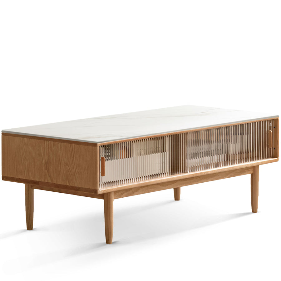 Scandinavian Oak Wood Sintered Stone Coffee Table VISTA