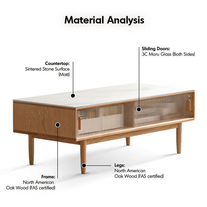 Scandinavian oak wood sintered stone coffee table vista detail 7.