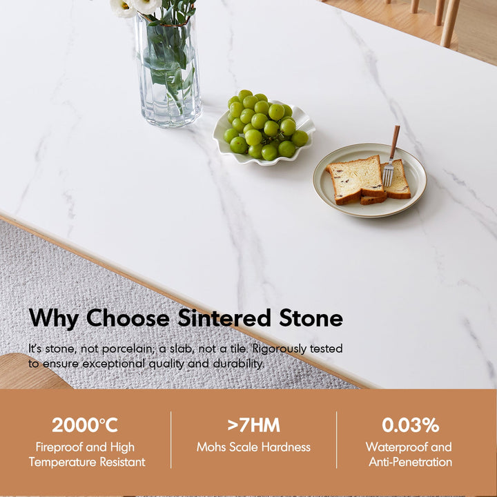Scandinavian oak wood sintered stone coffee table vista in real life style.