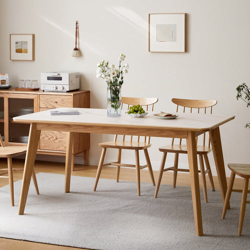 Scandinavian Oak Wood Sintered Stone Dining Table AURA Good to Know Preview-1