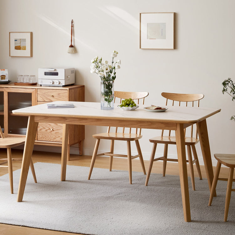 Scandinavian Oak Wood Sintered Stone Dining Table AURA Good to Know Preview-1