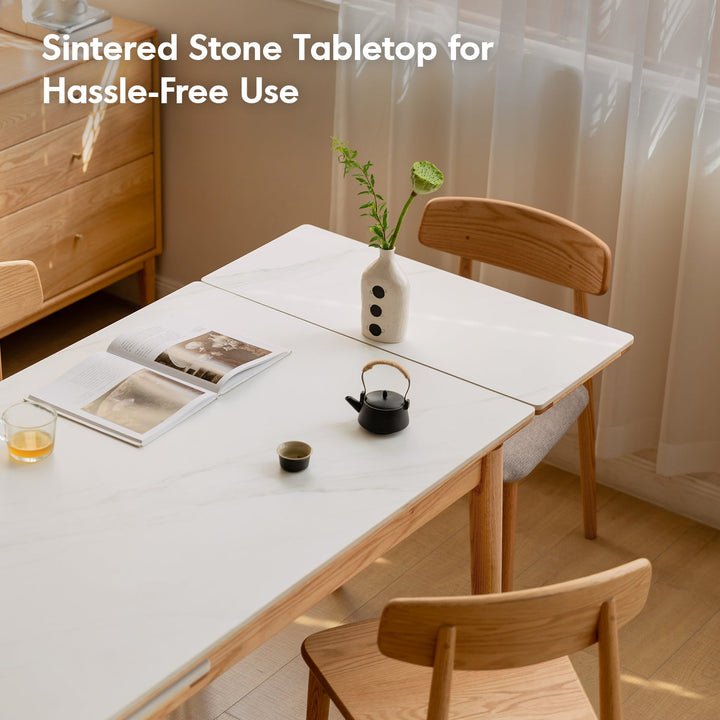 Scandinavian Oak Wood Sintered Stone Extendable Dining Table FLEX