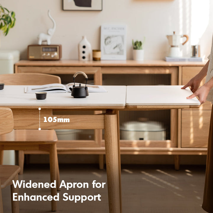 Scandinavian Oak Wood Sintered Stone Extendable Dining Table FLEX