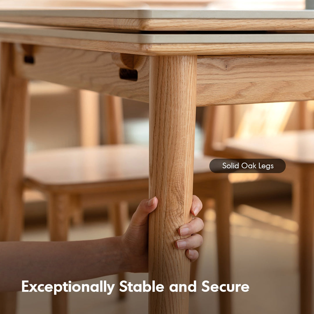 Scandinavian Oak Wood Sintered Stone Extendable Dining Table FLEX