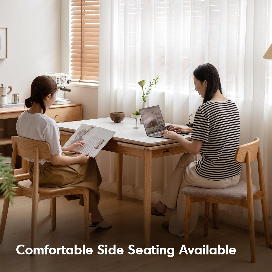 Scandinavian Oak Wood Sintered Stone Extendable Dining Table FLEX