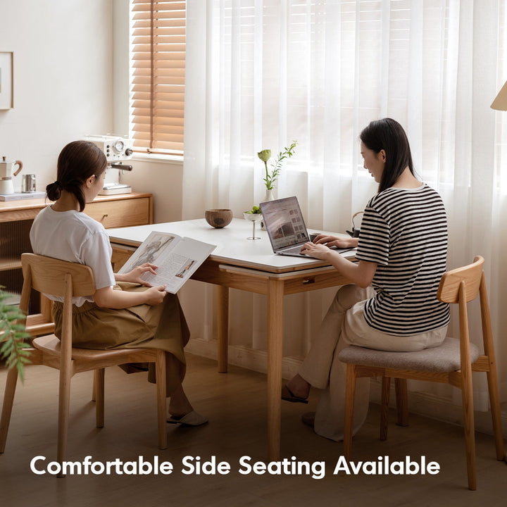 Scandinavian Oak Wood Sintered Stone Extendable Dining Table FLEX