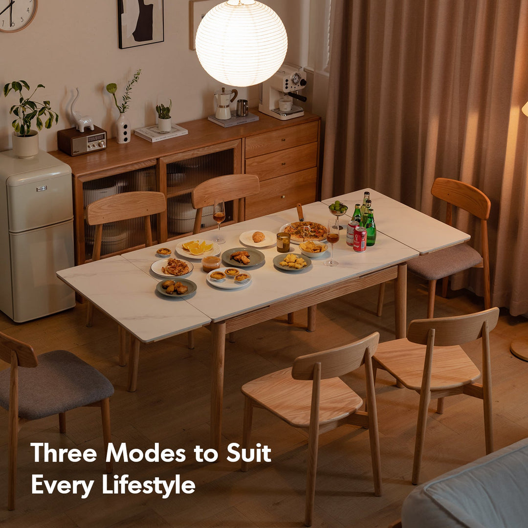Scandinavian Oak Wood Sintered Stone Extendable Dining Table FLEX
