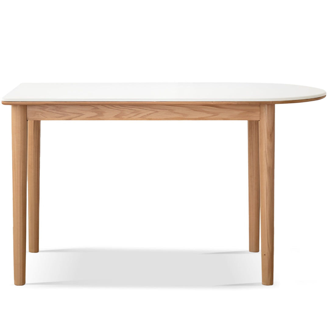 Scandinavian Oak Wood Sintered Stone Half Oval Dining Table HALO