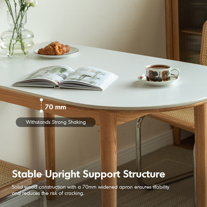 Scandinavian Oak Wood Sintered Stone Half Oval Dining Table HALO