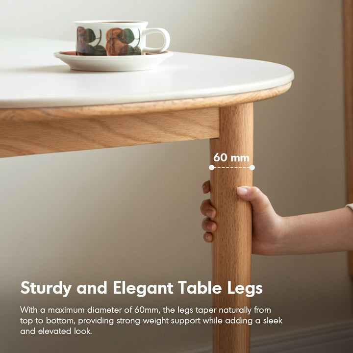 Scandinavian Oak Wood Sintered Stone Half Oval Dining Table HALO