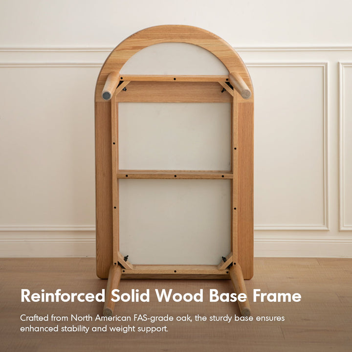 Scandinavian Oak Wood Sintered Stone Half Oval Dining Table HALO