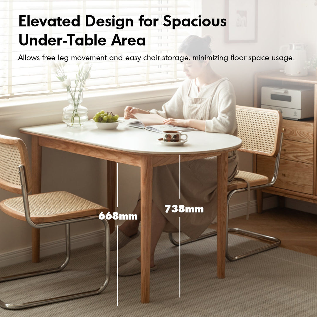 Scandinavian Oak Wood Sintered Stone Half Oval Dining Table HALO