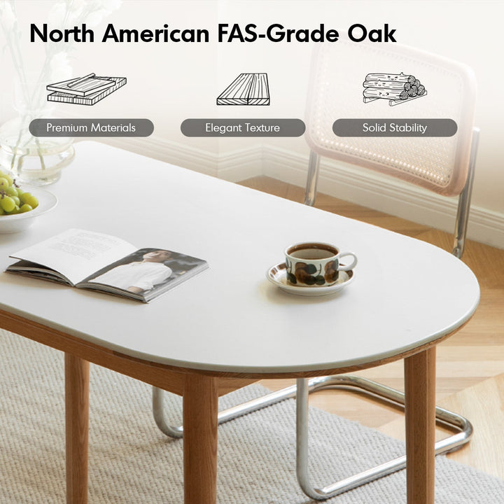 Scandinavian Oak Wood Sintered Stone Half Oval Dining Table HALO