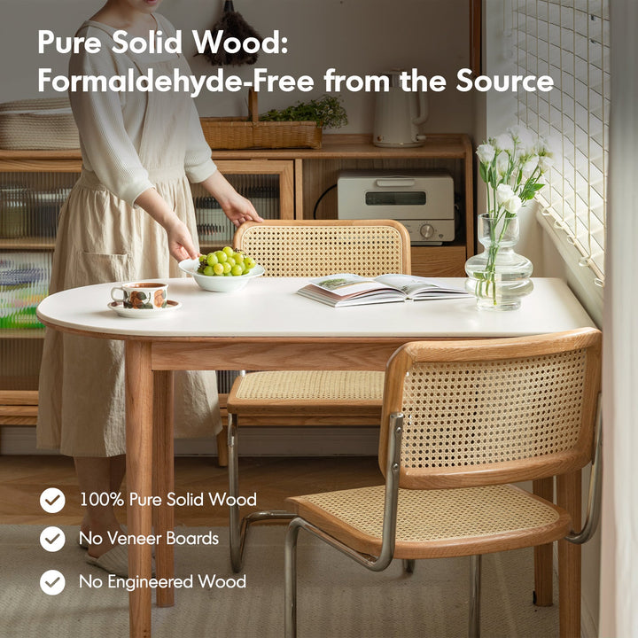 Scandinavian Oak Wood Sintered Stone Half Oval Dining Table HALO